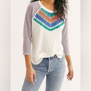 Free People "Spring Bound" Crochet Detail Top size Medium